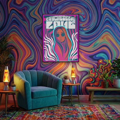 Vintage Hippie Woman Psychedelic Pop Art Led Neon Sign Light
