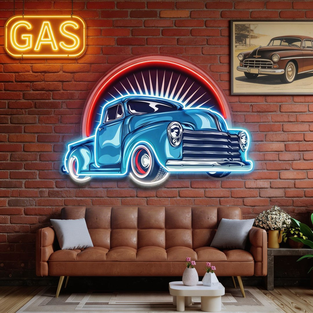 Vintage Pickup Truck LED Neon Sign Light Pop Art