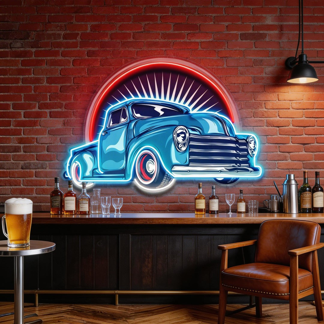Vintage Pickup Truck LED Neon Sign Light Pop Art