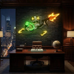 Violent Monopoly Gun Led Neon Acrylic Artwork Led Neon Sign Light