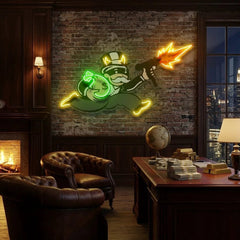 Violent Monopoly Gun Led Neon Acrylic Artwork Led Neon Sign Light