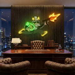 Violent Monopoly Gun Led Neon Acrylic Artwork Led Neon Sign Light