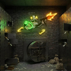 Violent Monopoly Gun Led Neon Acrylic Artwork Led Neon Sign Light