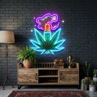 Weed Leaf With Smoke LED Neon Sign Light Pop Art
