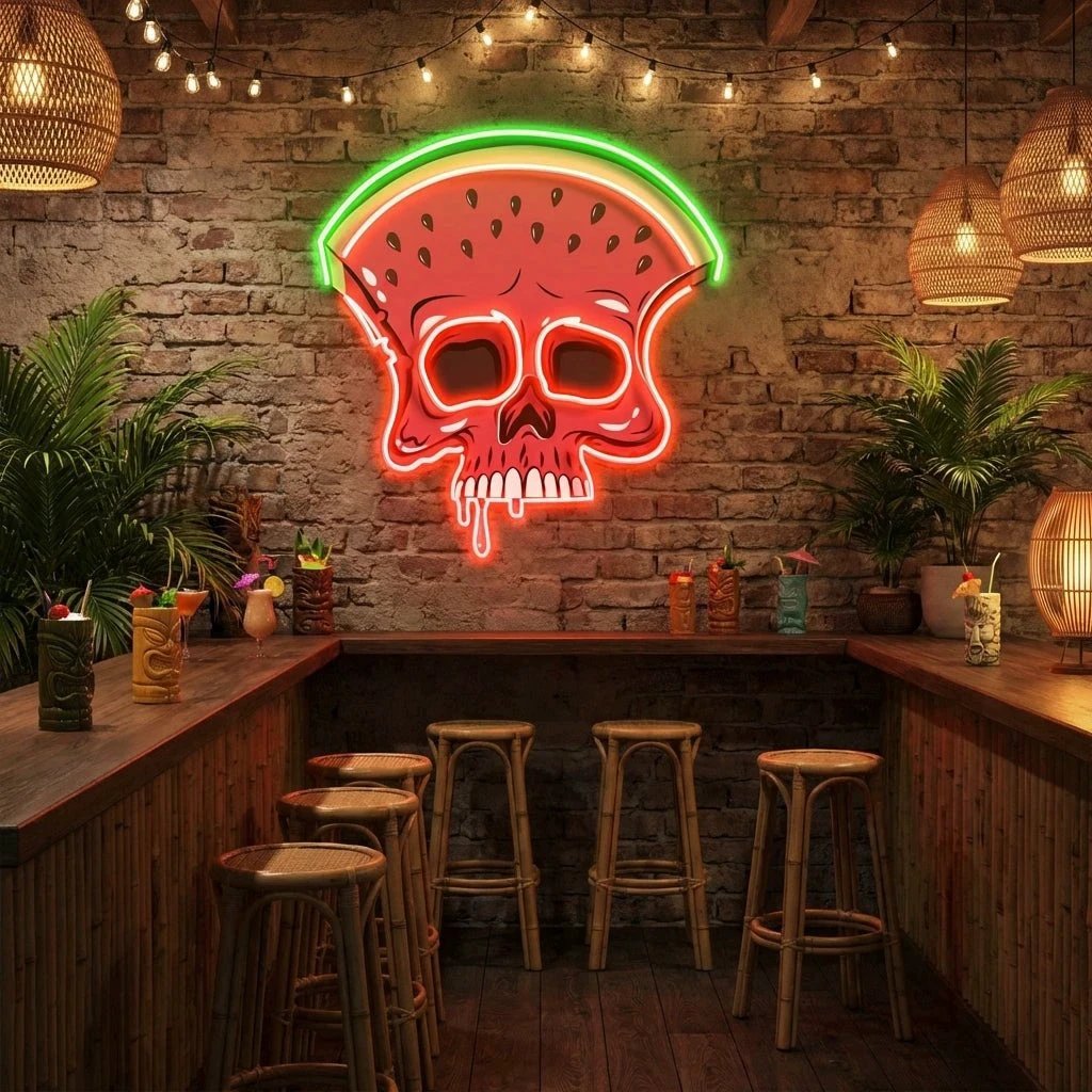 Watermelon Skull Art Work Led Neon Sign Light