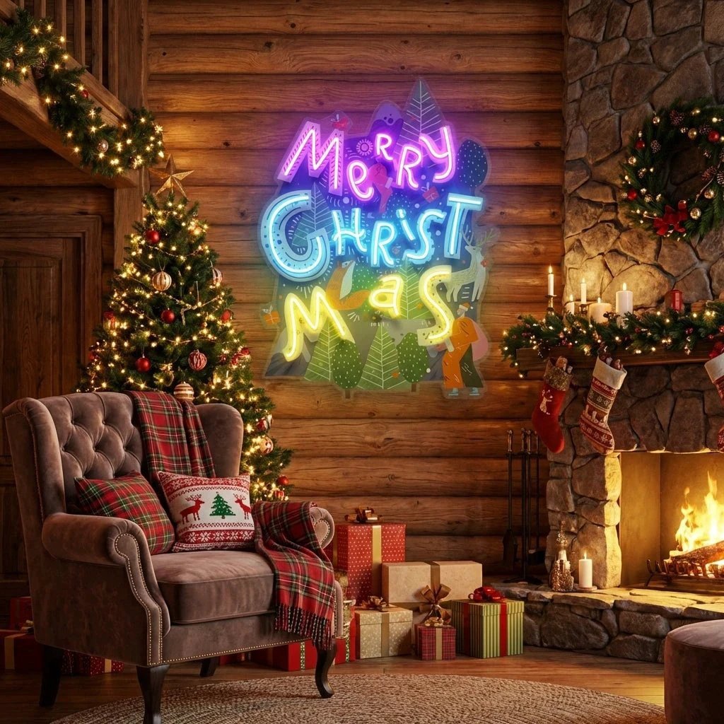 Wavy Merry Christmas Art Work Led Neon Sign Light