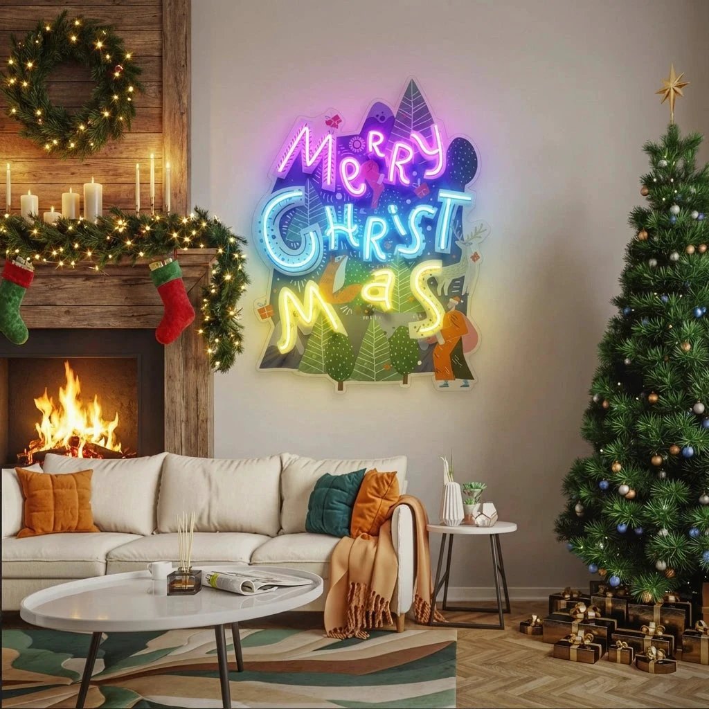 Wavy Merry Christmas Art Work Led Neon Sign Light