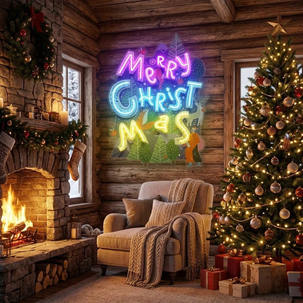 Wavy Merry Christmas Art Work Led Neon Sign Light