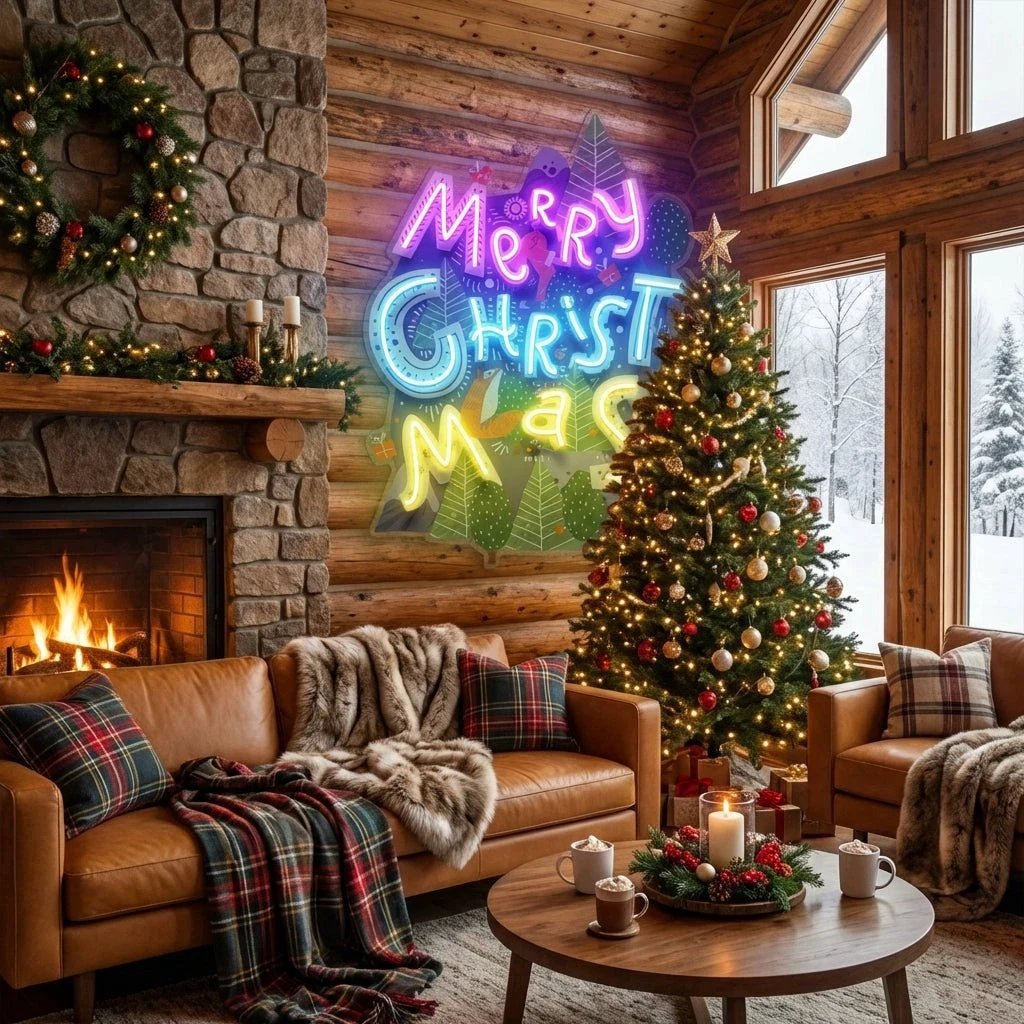 Wavy Merry Christmas Art Work Led Neon Sign Light