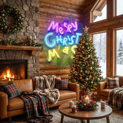 Wavy Merry Christmas Art Work Led Neon Sign Light