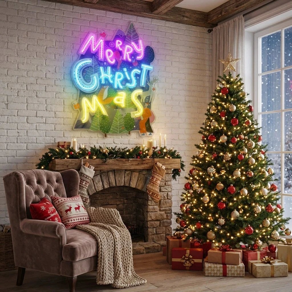 Wavy Merry Christmas Art Work Led Neon Sign Light