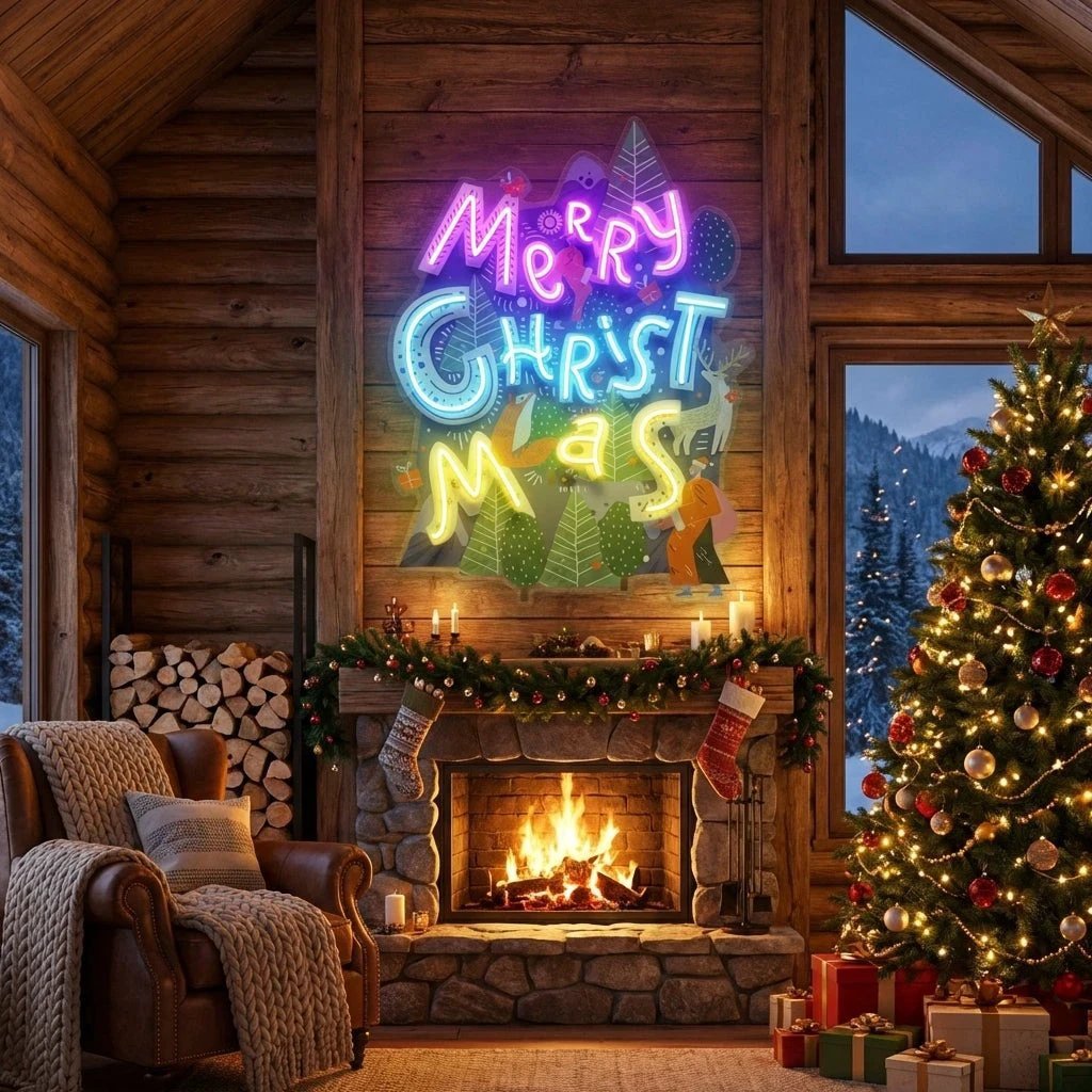 Wavy Merry Christmas Art Work Led Neon Sign Light