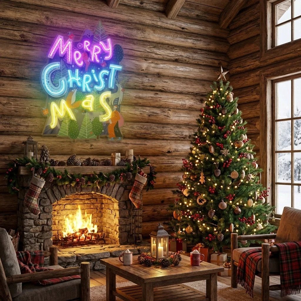 Wavy Merry Christmas Art Work Led Neon Sign Light