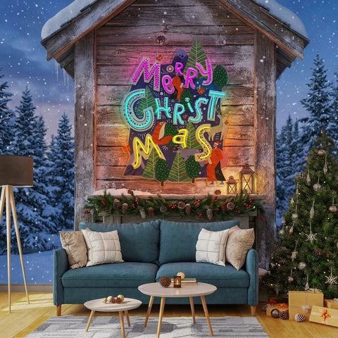 Wavy Merry Christmas Art Work Led Neon Sign Light