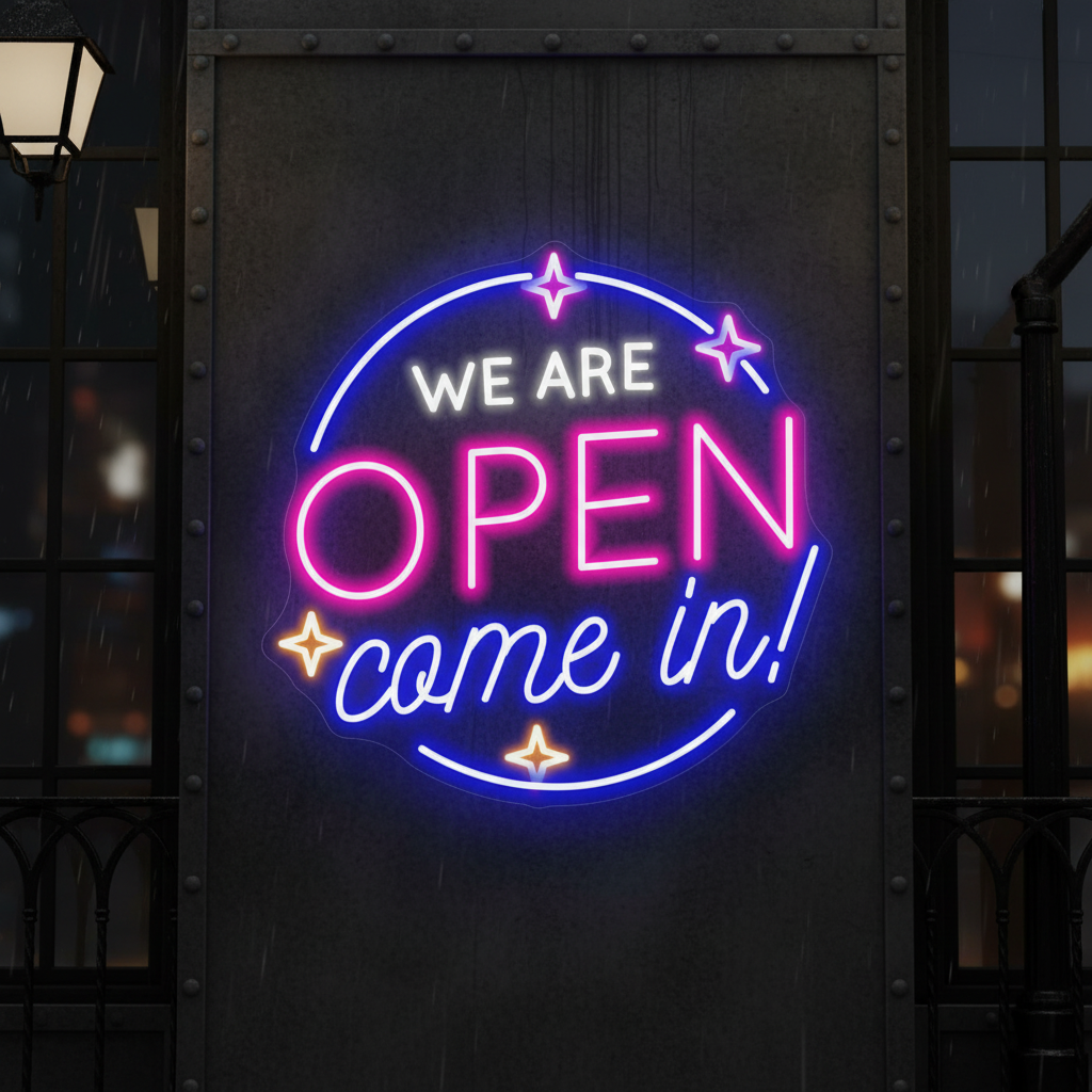 We Are Open Come In Neon Sign Shop Open Sign