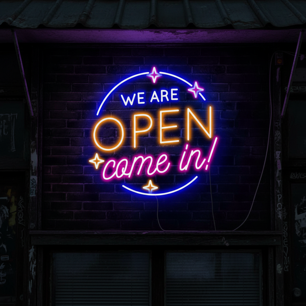 We Are Open Come In Neon Sign Shop Open Sign