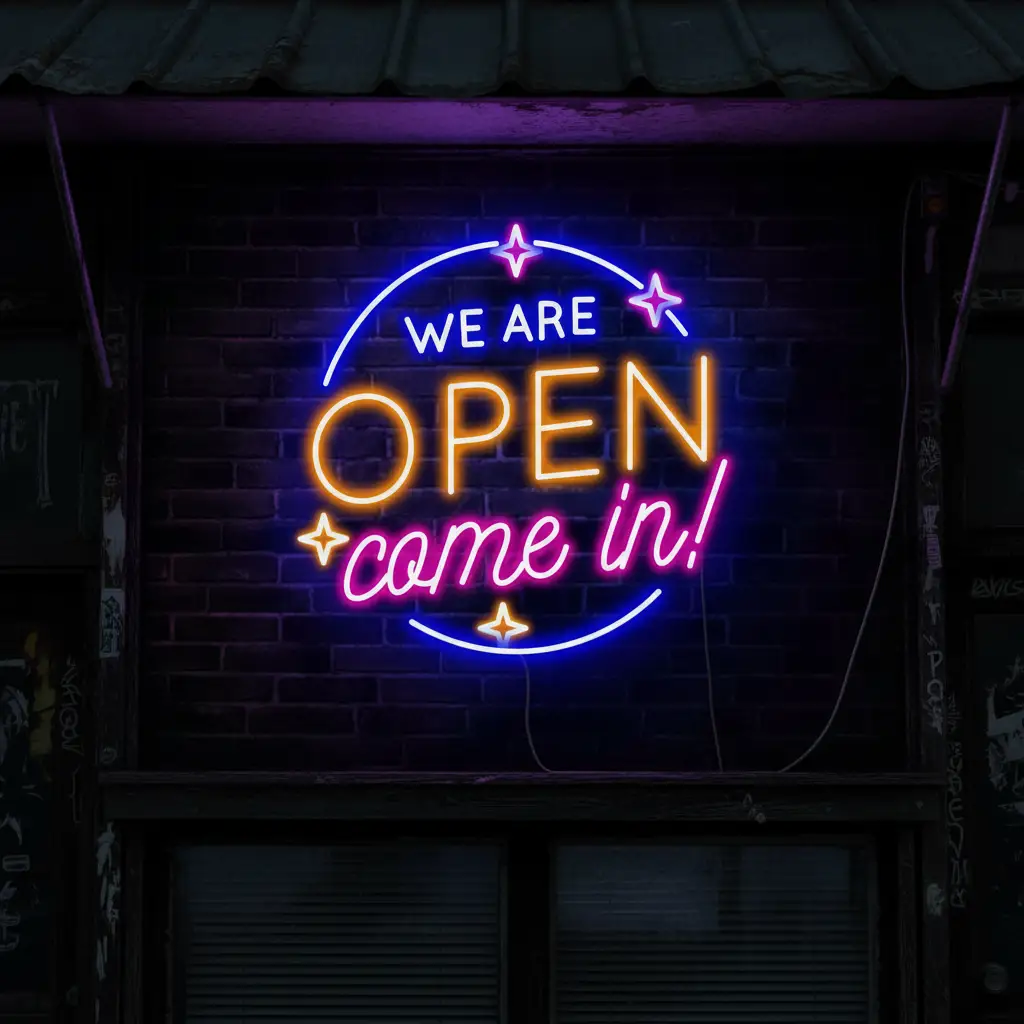 We Are Open Come In Neon Sign Shop Open Sign