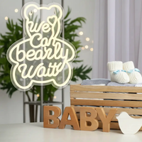 We Can Bearly Wait Neon Sign for Baby Shower Birthday Party Decor