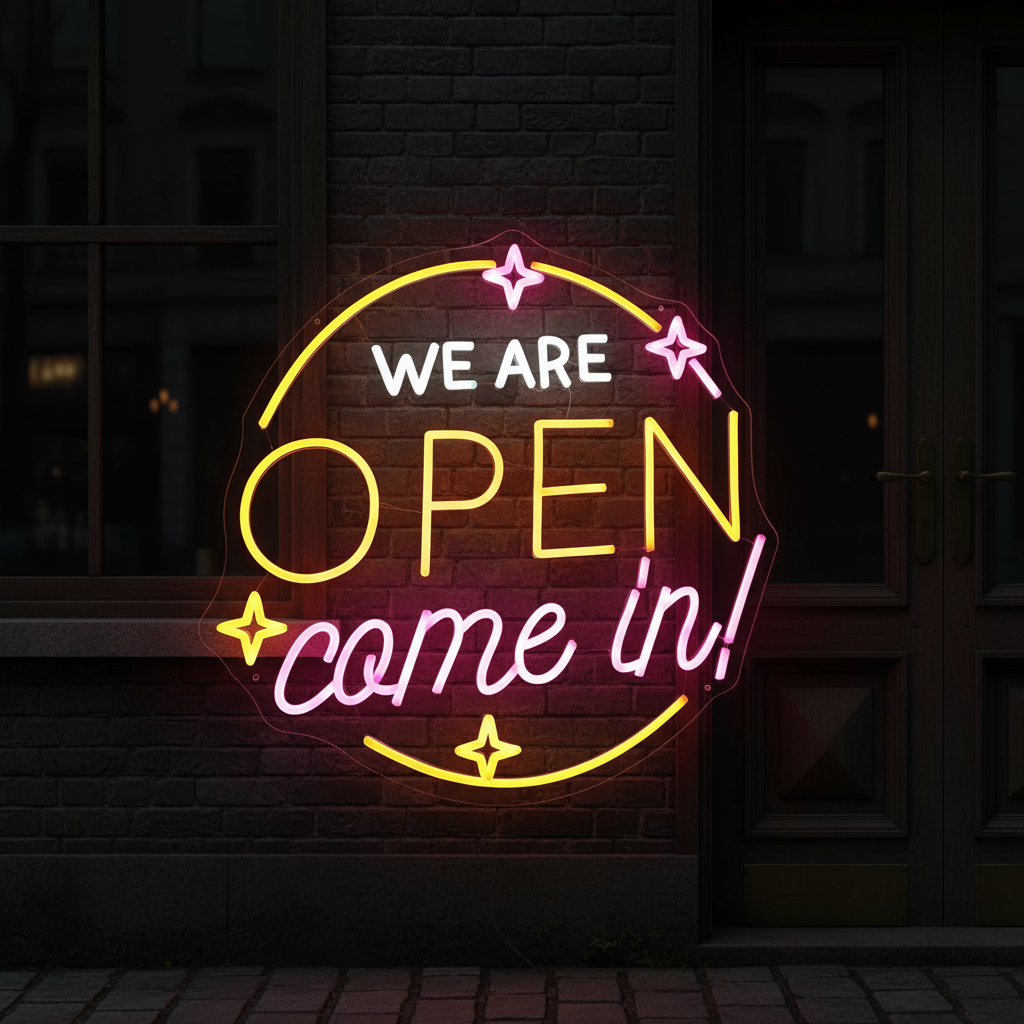 We Are Open Come In Neon Sign Shop Open Sign