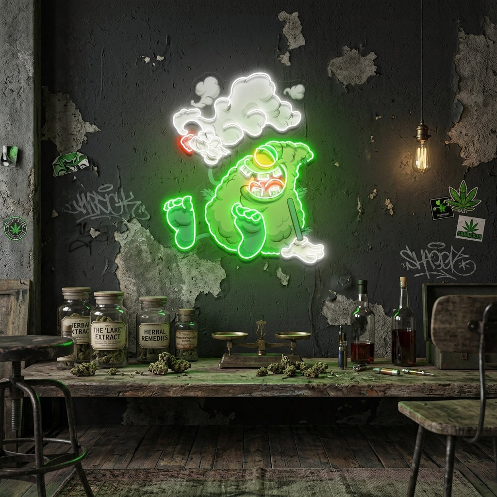 Weed Bud Cartoon Artwork Led Neon Sign Light