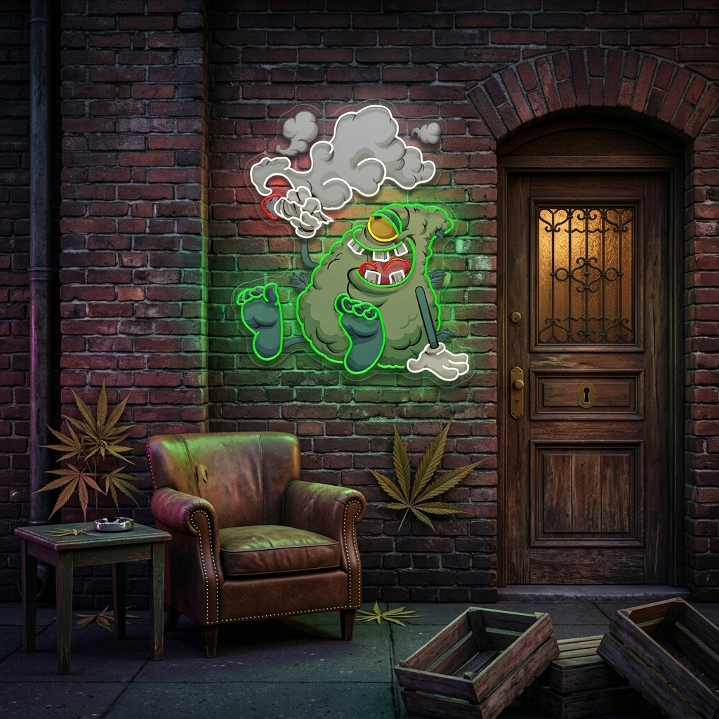 Weed Bud Cartoon Artwork Led Neon Sign Light