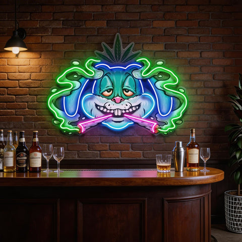 Weed Bunny Rabbit Joint Smoke Kush LED Neon Sign Light Pop Art