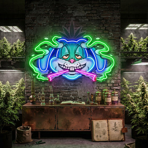 Weed Bunny Rabbit Joint Smoke Kush LED Neon Sign Light Pop Art