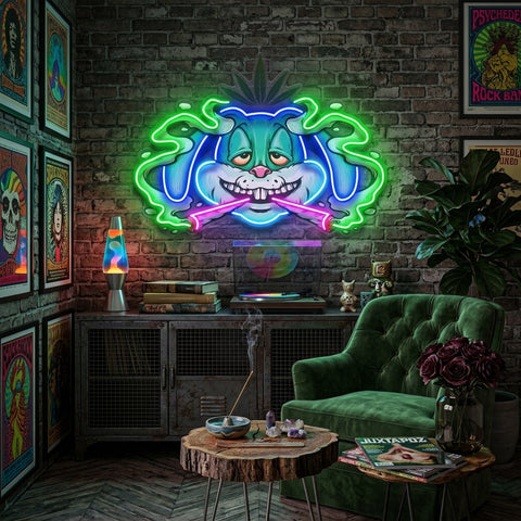 Weed Bunny Rabbit Joint Smoke Kush LED Neon Sign Light Pop Art