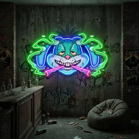 Weed Bunny Rabbit Joint Smoke Kush LED Neon Sign Light Pop Art