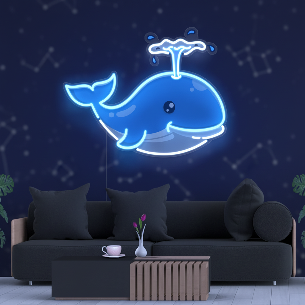Whale Neon Sign Wall Decor for Home Bar Restaurant