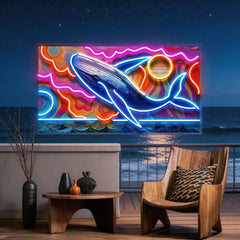 Whale Swimming In Abstract Art LED Neon Sign Light Pop Art
