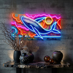 Whale Swimming In Abstract Art LED Neon Sign Light Pop Art
