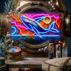 Whale Swimming In Abstract Art LED Neon Sign Light Pop Art