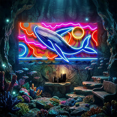 Whale Swimming In Abstract Art LED Neon Sign Light Pop Art
