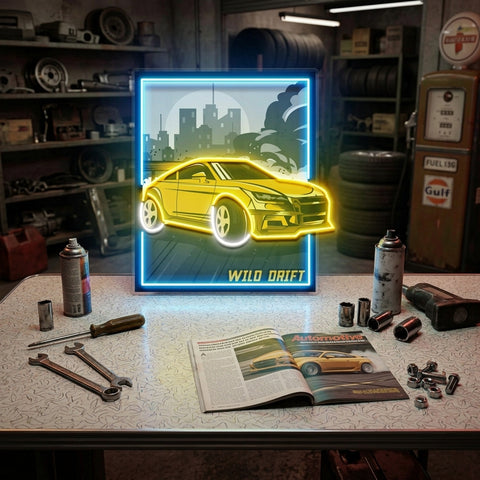 Wild Drift Yellow Car LED Neon Sign Light Pop Art