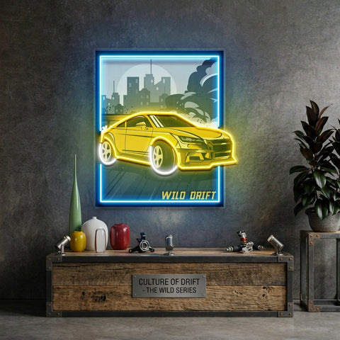 Wild Drift Yellow Car LED Neon Sign Light Pop Art