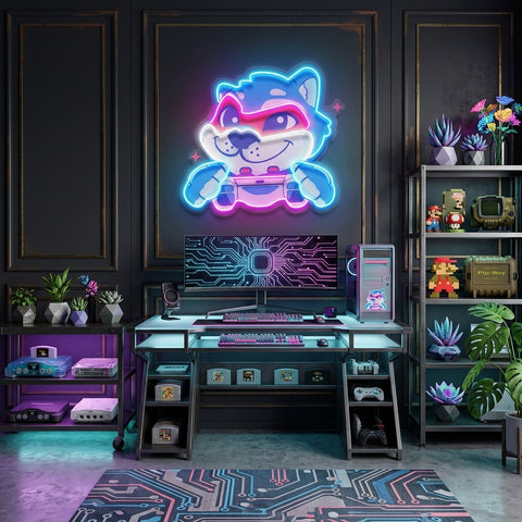 Wolf Mascot Gaming LED Neon Sign Light Pop Art