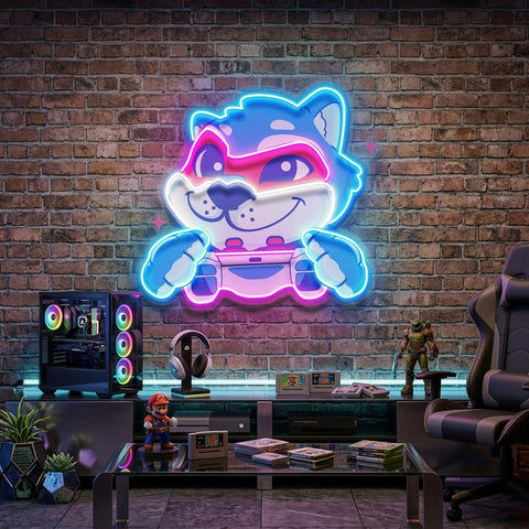 Wolf Mascot Gaming LED Neon Sign Light Pop Art