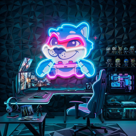 Wolf Mascot Gaming LED Neon Sign Light Pop Art