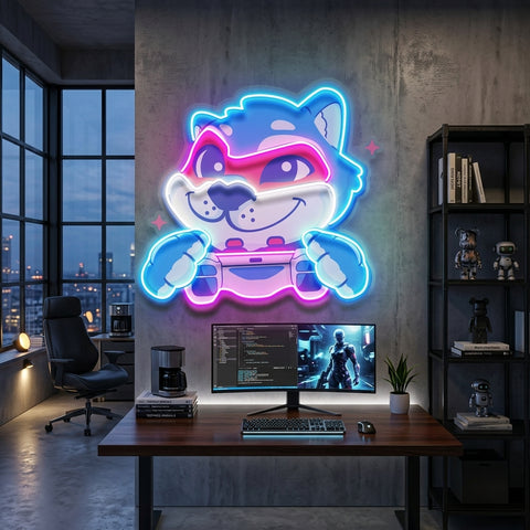 Wolf Mascot Gaming LED Neon Sign Light Pop Art