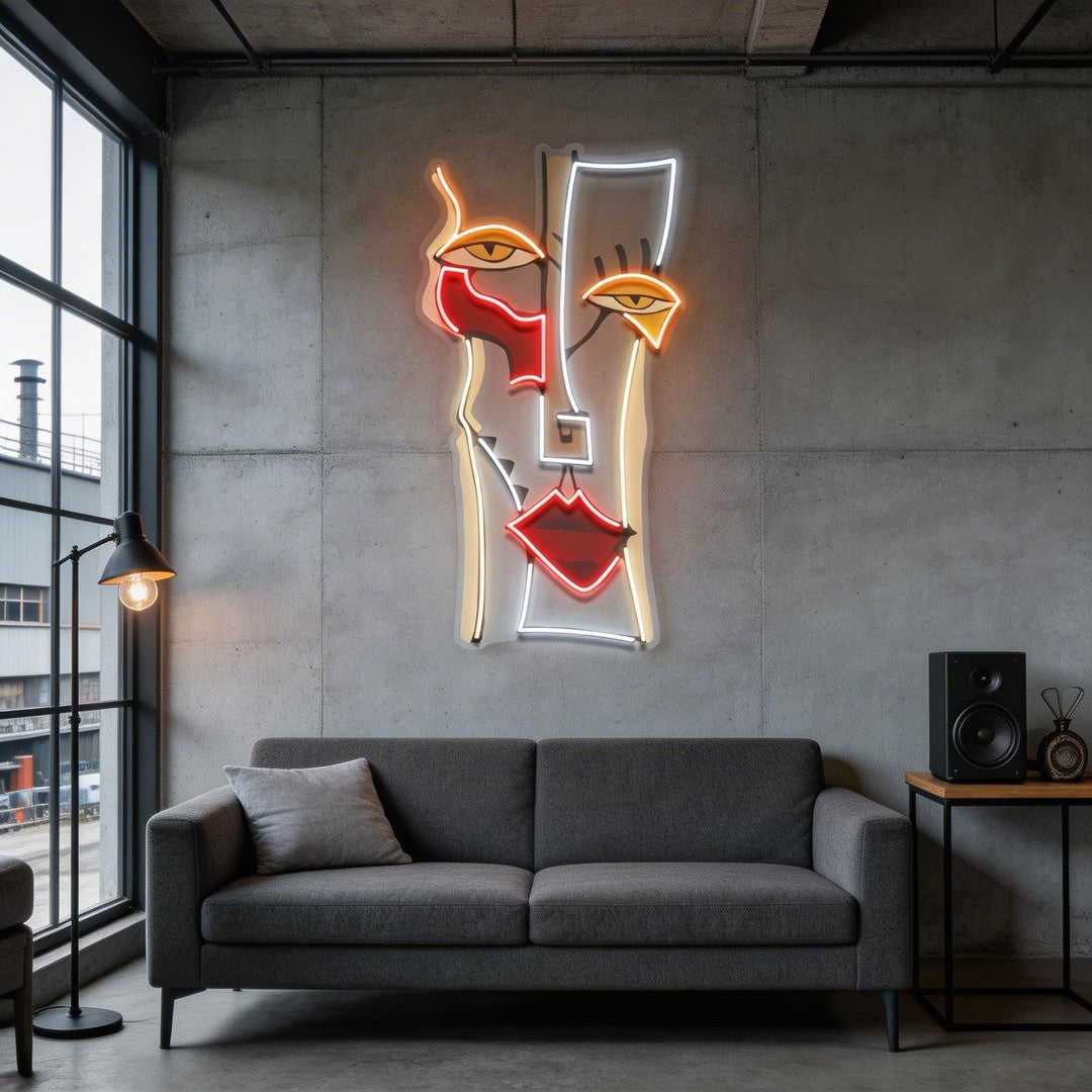 Woman Face Abstract Art LED Neon Sign Light