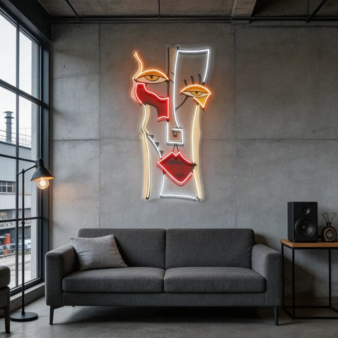 Woman Face Abstract Art LED Neon Sign Light