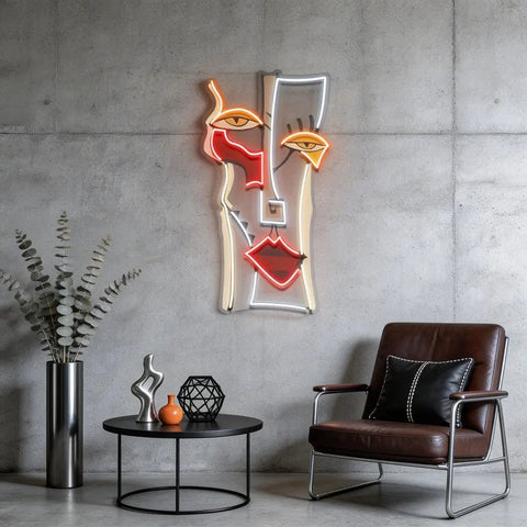 Woman Face Abstract Art LED Neon Sign Light