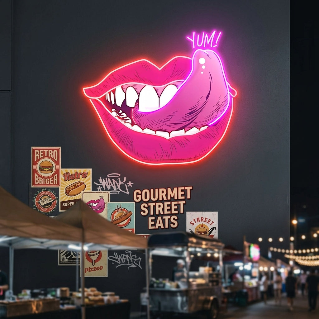Woman Pink Lips Art Work Led Neon Sign Light