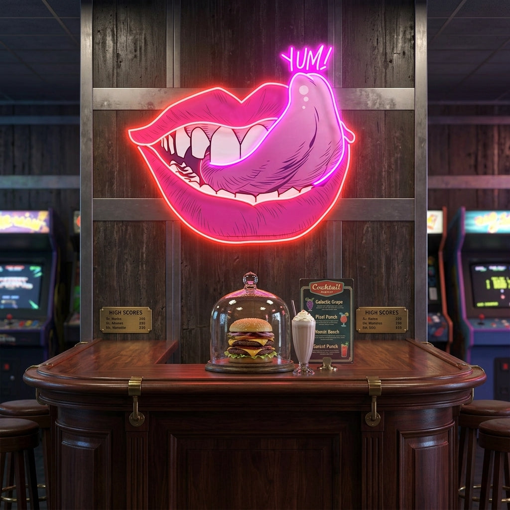 Woman Pink Lips Art Work Led Neon Sign Light