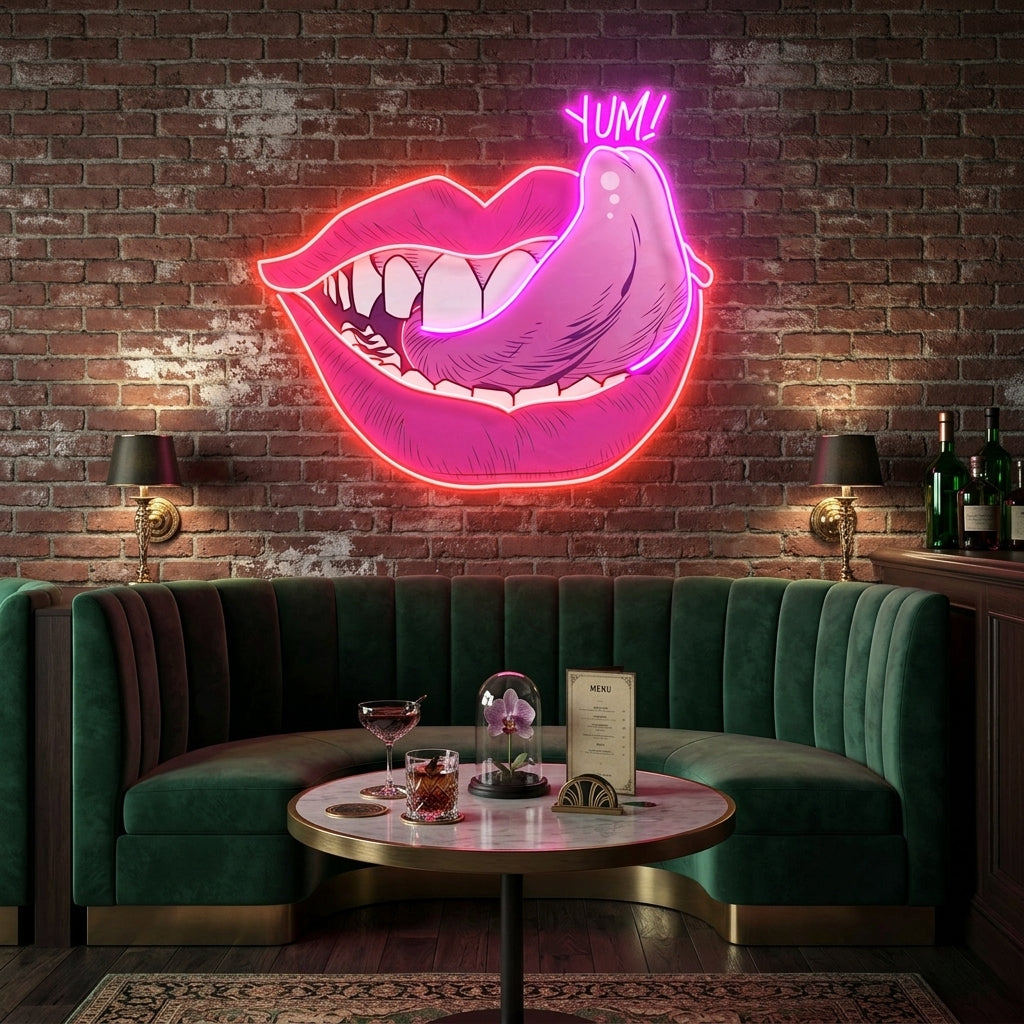 Woman Pink Lips Art Work Led Neon Sign Light