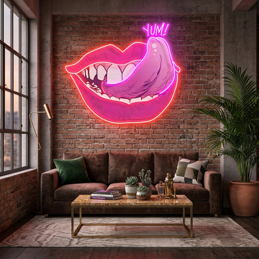 Woman Pink Lips Art Work Led Neon Sign Light