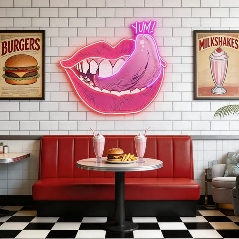 Woman Pink Lips Art Work Led Neon Sign Light