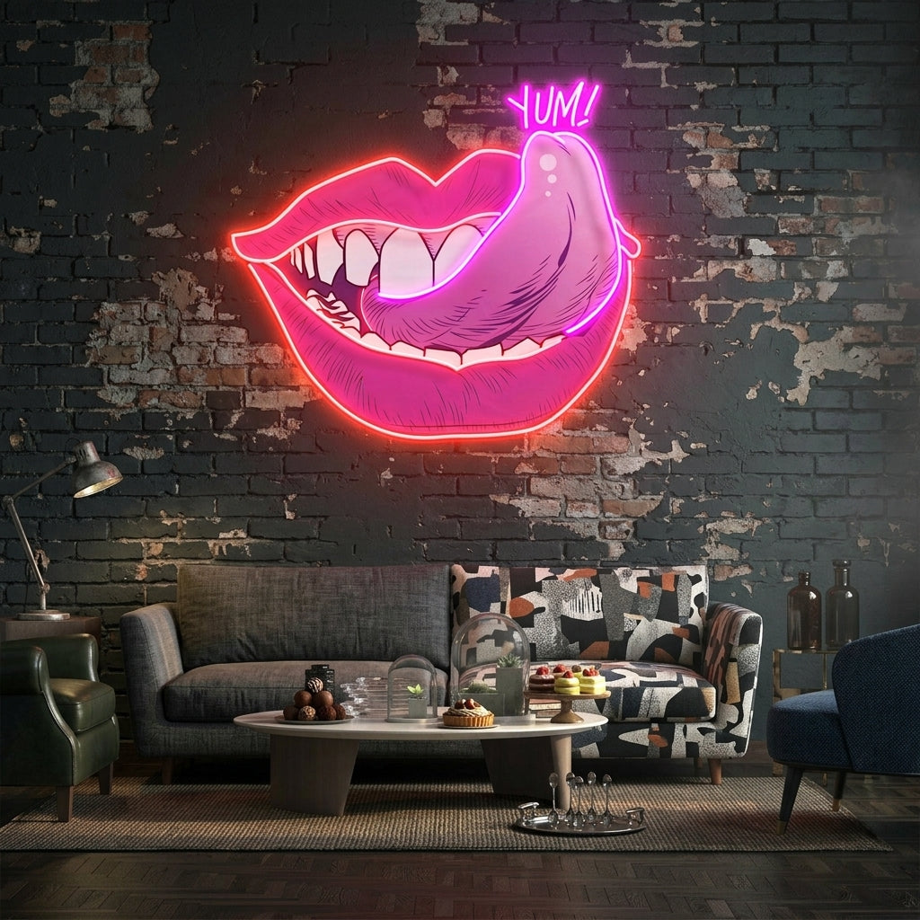 Woman Pink Lips Art Work Led Neon Sign Light