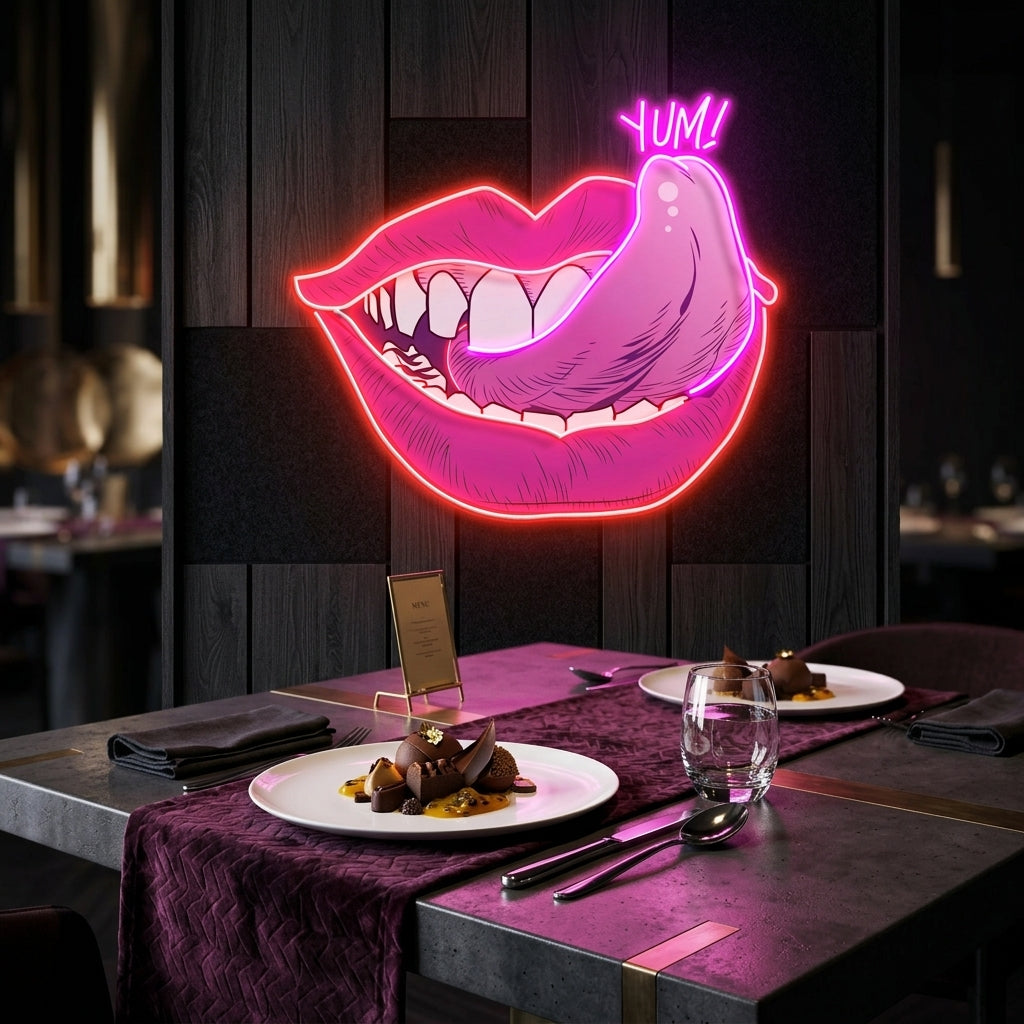Woman Pink Lips Art Work Led Neon Sign Light